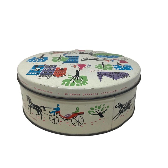 Vintage 1959 Barton's Bonbonniere Candy MCM Printed Round Tin Container - Picture 4 of 7